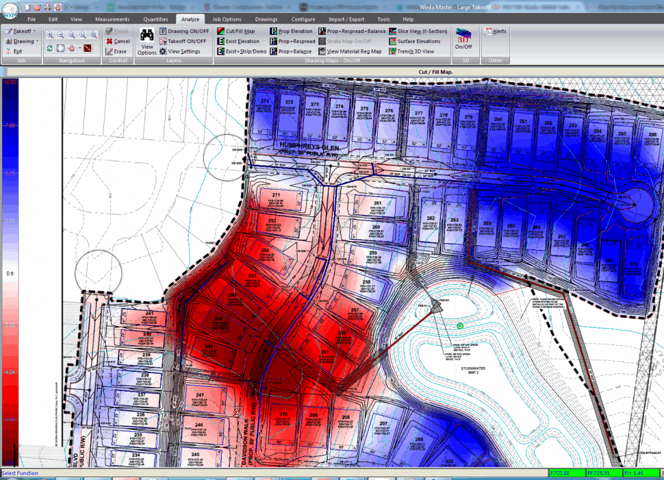 Cut Fill Shading Map