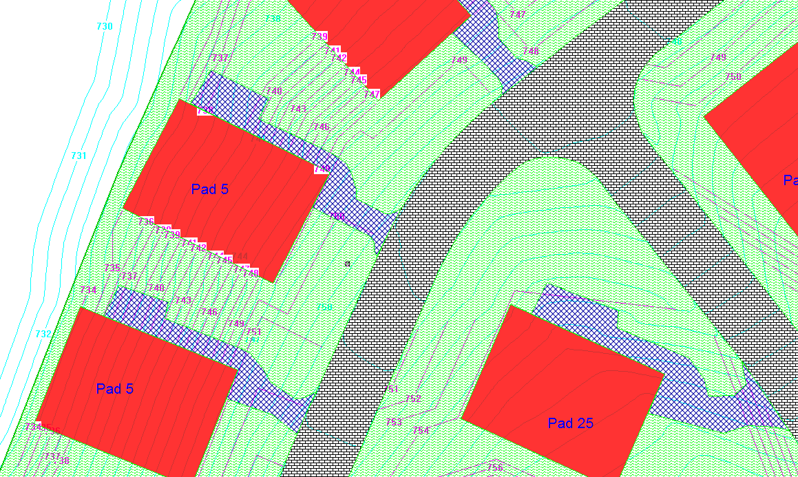 Cut Fill Region Shading Map